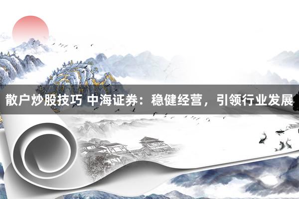散户炒股技巧 中海证券：稳健经营，引领行业发展