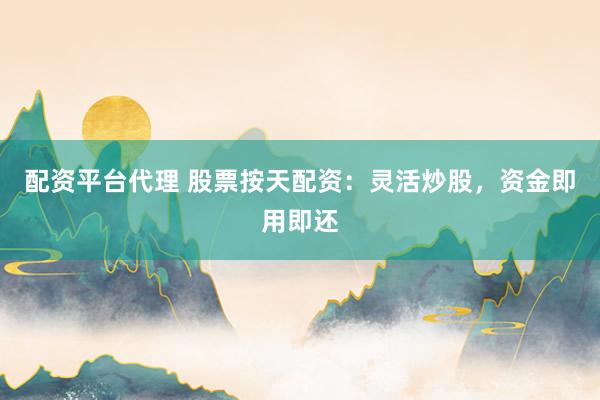 配资平台代理 股票按天配资：灵活炒股，资金即用即还