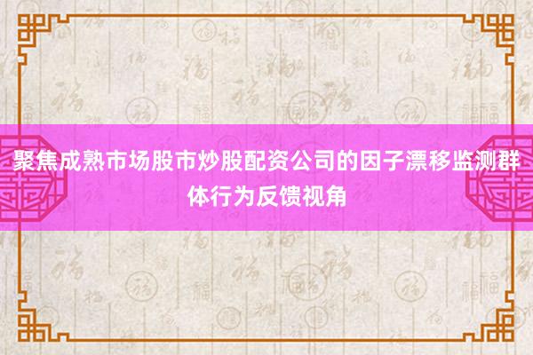 聚焦成熟市场股市炒股配资公司的因子漂移监测群体行为反馈视角