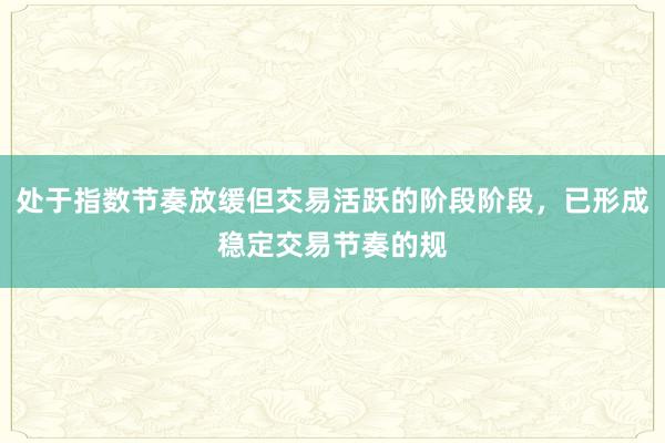 处于指数节奏放缓但交易活跃的阶段阶段，已形成稳定交易节奏的规