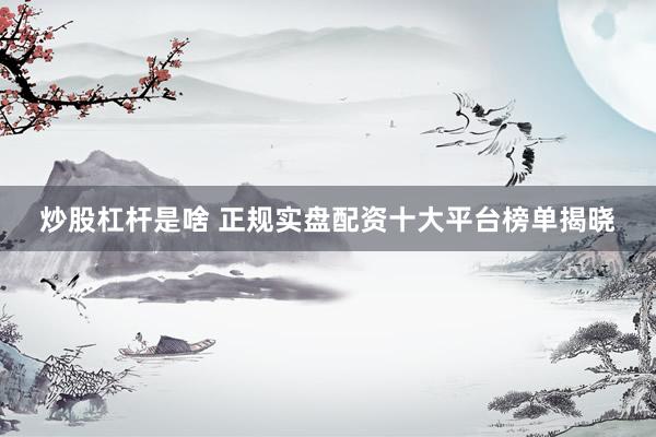炒股杠杆是啥 正规实盘配资十大平台榜单揭晓