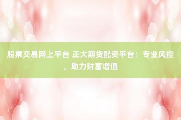 股票交易网上平台 正大期货配资平台：专业风控，助力财富增值