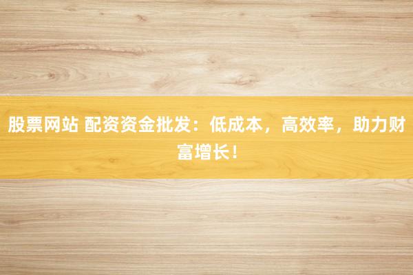 股票网站 配资资金批发：低成本，高效率，助力财富增长！
